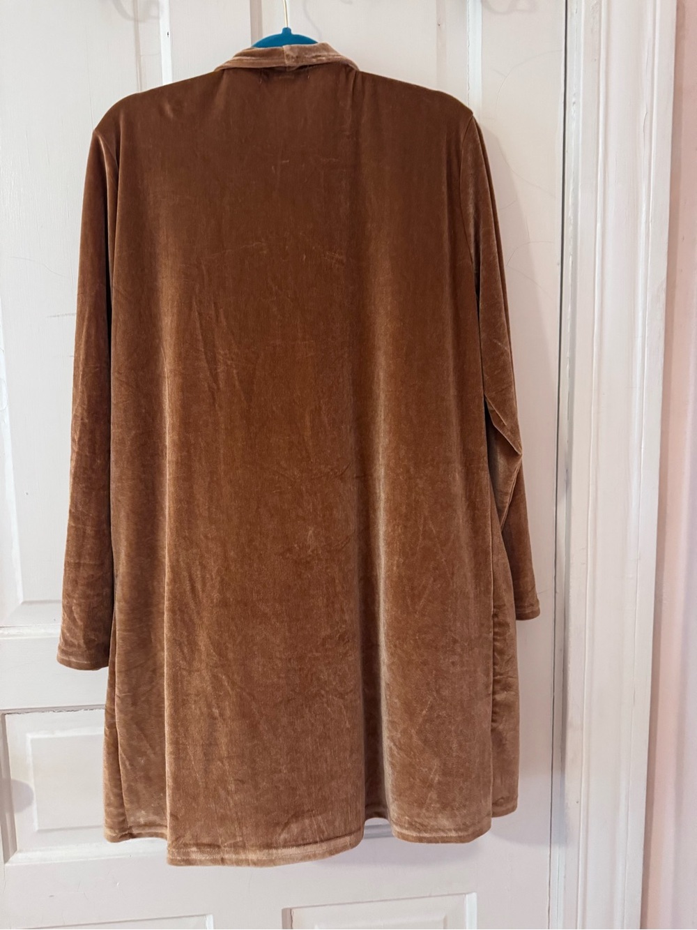 Soft Velvet Open-Front Cardigan in Brown - Picture 4 of 4